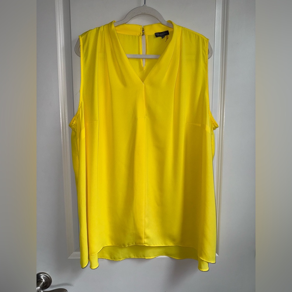 Vince Camuto Vibrant Yellow V-Neck Tank Top